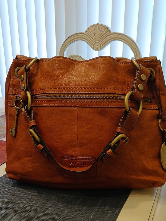 Fossil Handbags - Fossil Leather Shoulder Bag - Cognac
